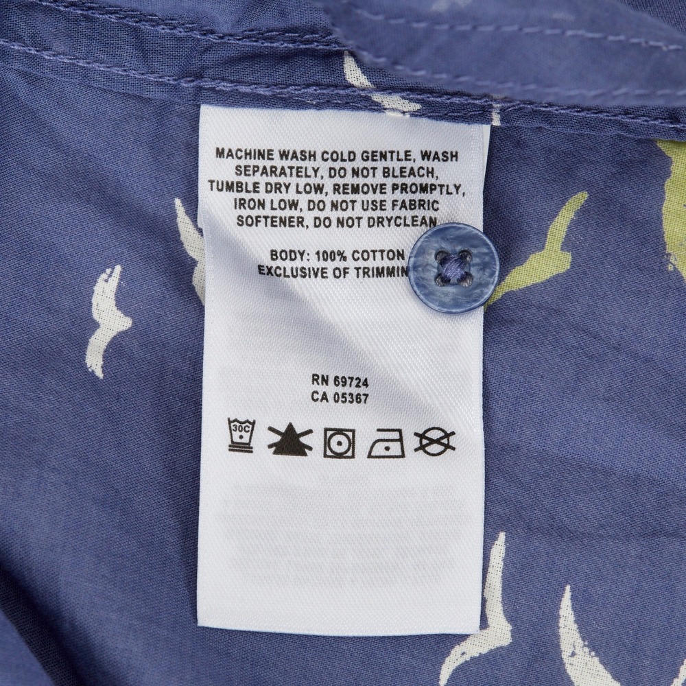 Columbia PFG Shirt Womens Small Blue Bird Print Roll Tab Long Sleeve Cotton - Picture 9 of 15